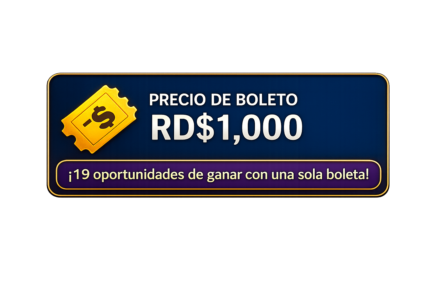 Precio del boleto RD$1,000